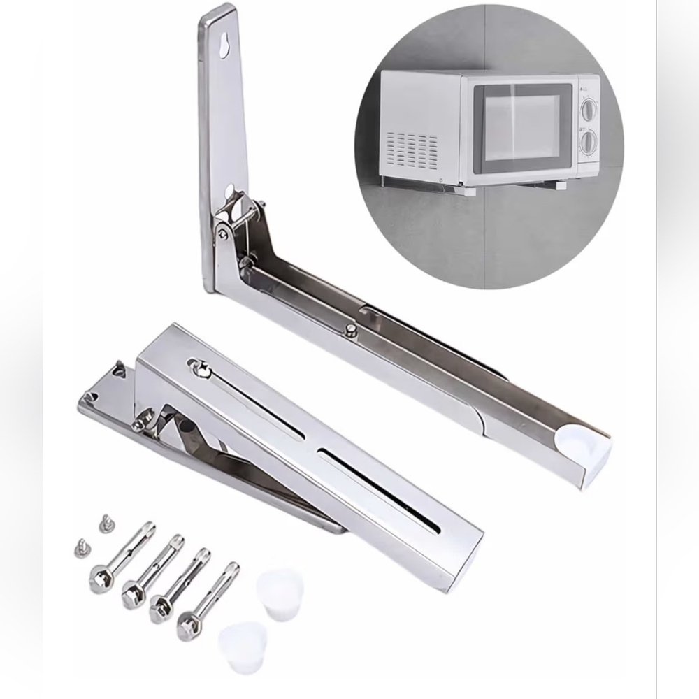 Expandable, Retractable, Foldable Stainless Steel Microwave Wall Mount, Bracket.